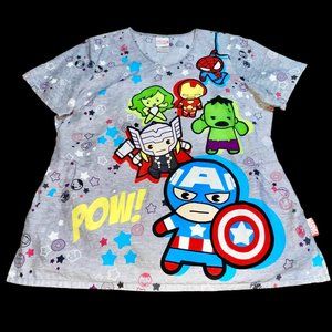 MARVEL Baby Avengers Scrub Top Nurse Medical CNA Dental Women’s Large Gray